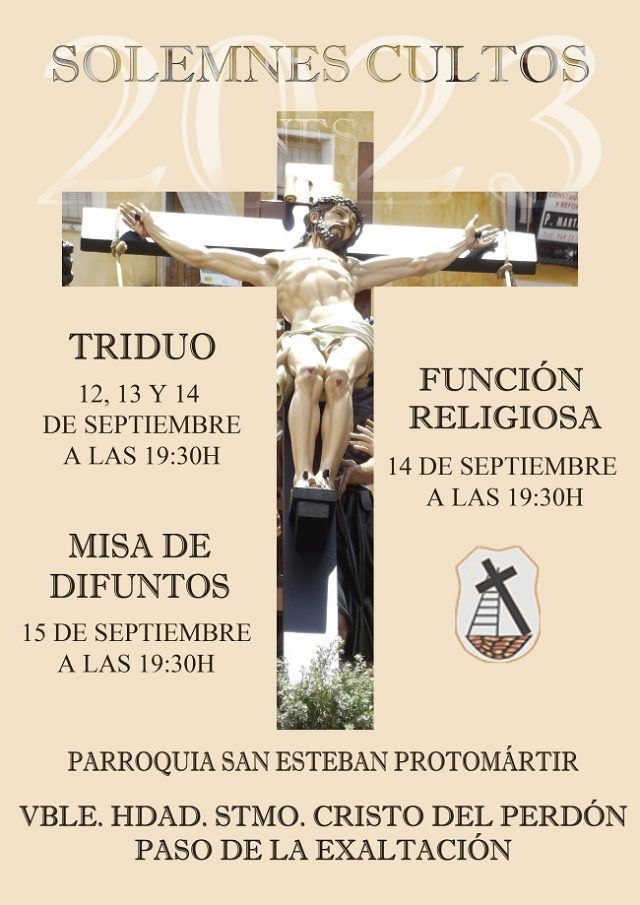 Cartel Cultos septiembre 2023 - La Exaltacion