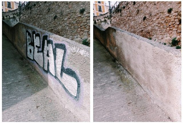 Grafiti Parque Huécar antes y después