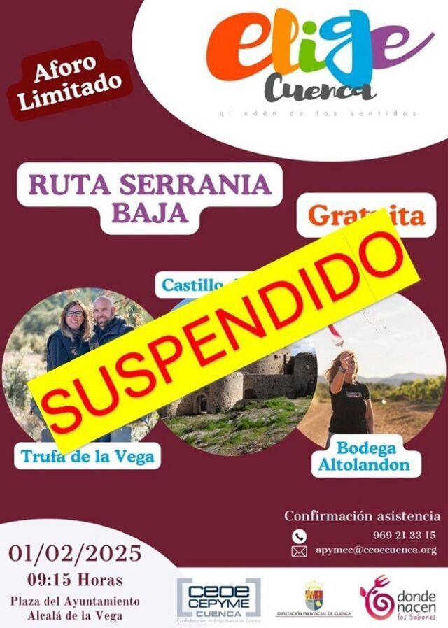 Cartel suspendida Ruta